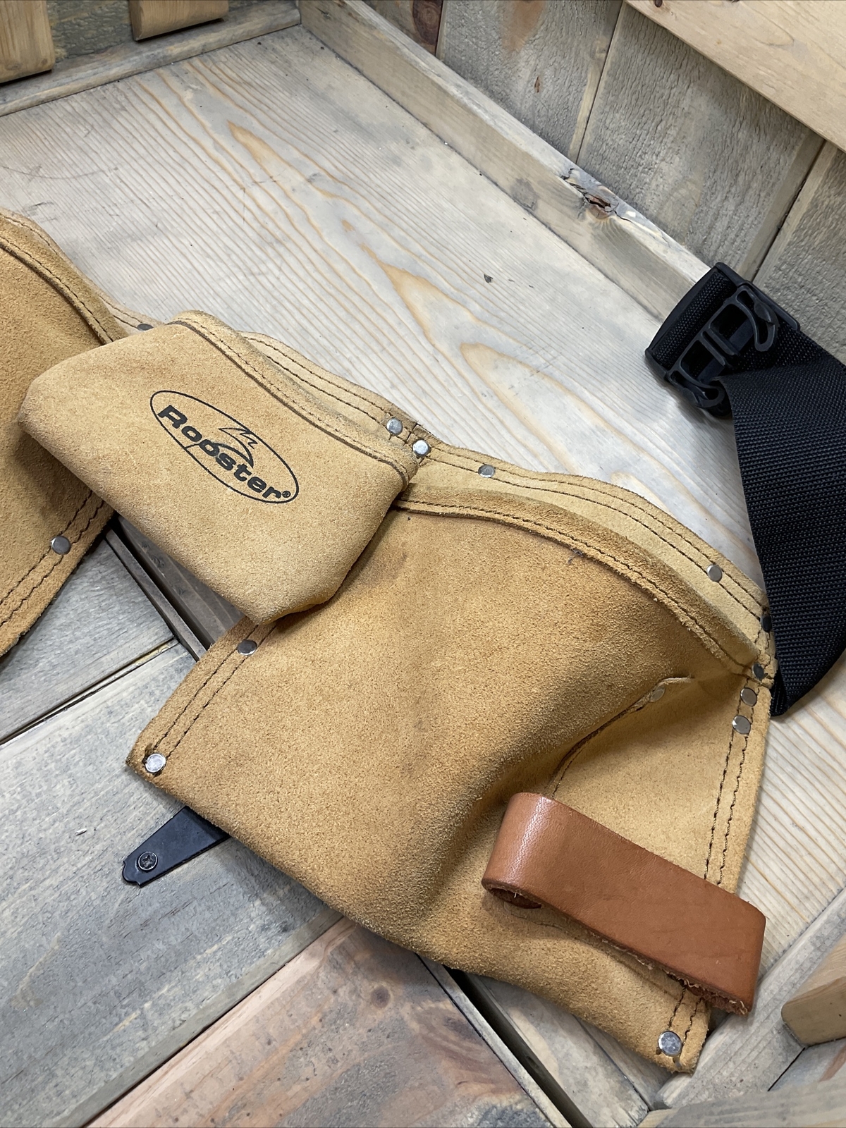Rooster Suede Leather Tool Belt Carpenter Work Belt Beige Adjustable