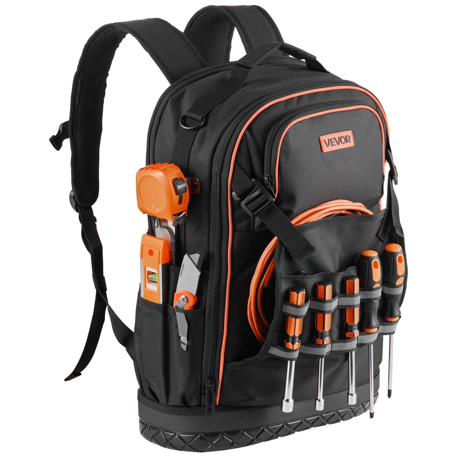 VEVOR Tool Backpack 65 Pockets Tear-resistant Jobsite Backpack for Electrician