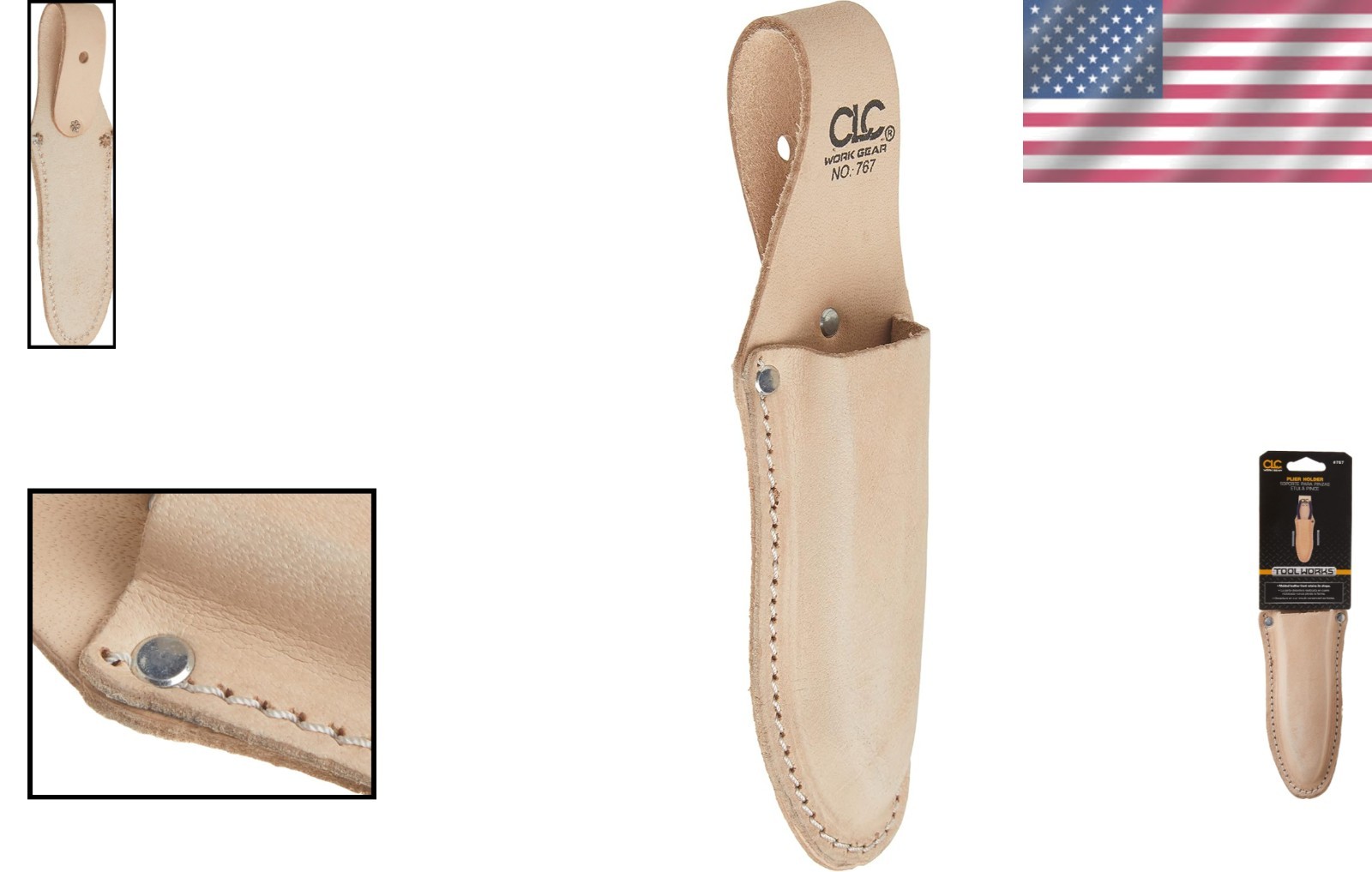 Durable CLC 767 Tan Leather Tool Holder with Slip Pocket – Heavy Duty Design