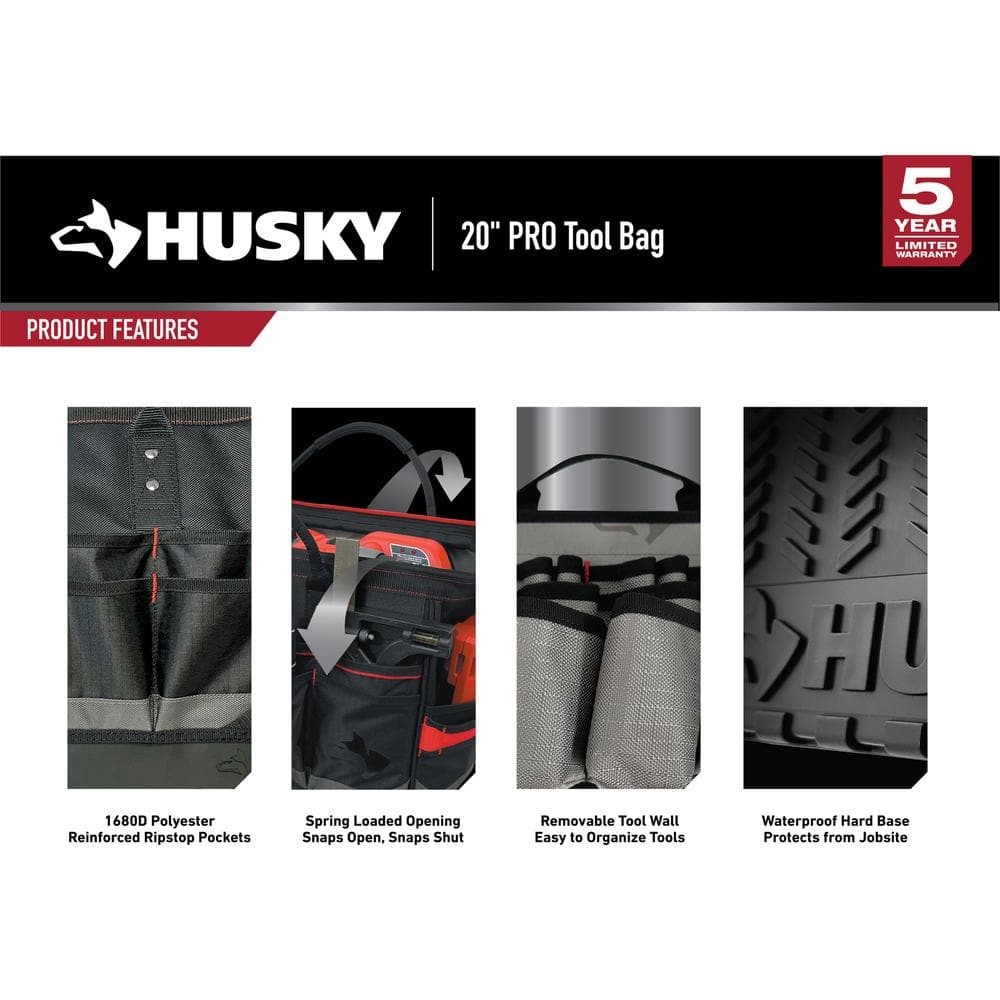 Husky Heavy-Duty 20 in. PRO Tool Bag