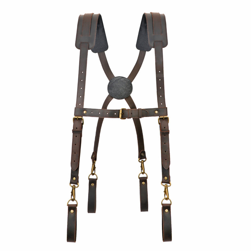 TOURBON Leather Tool Belt Harness Suspender Carpenter Contractor Tools Carry