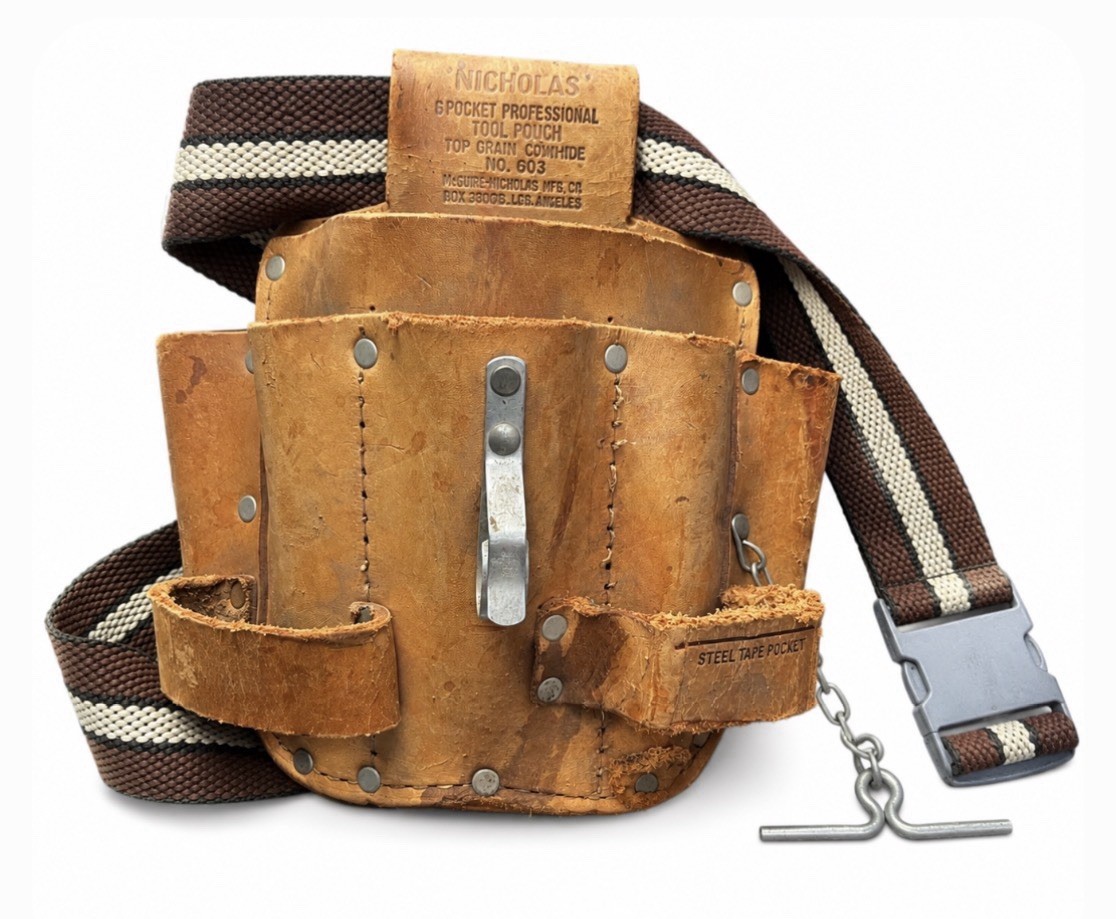 Vintage Nicholas 6 Pocket Leather Tool Pouch Top Grain Cowhide USA Made 8.5×9