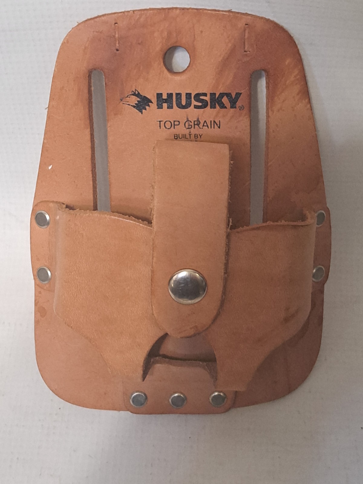 HUSKY Top Grain Leather CLC Tape Measure Holder Steel Loop Tool Belt Accessory