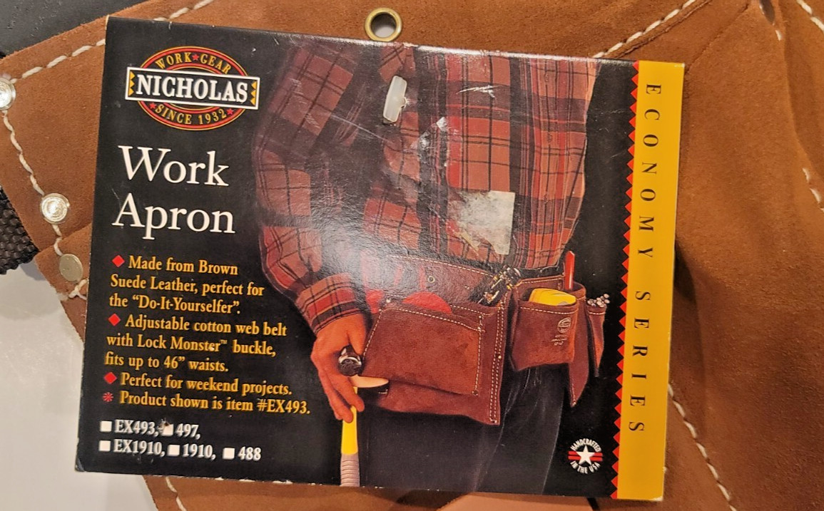 NICHOLAS Work Gear Made in USA Heavy Suede Cowhide No. 497 Tool Pouch New