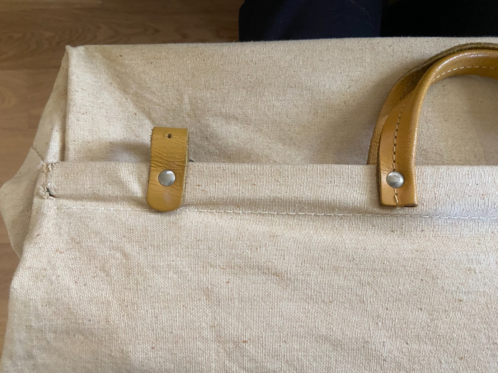 Vintage Lineman Utility Tool Bag Canvas Riveted Leather Handles Solid Bottom
