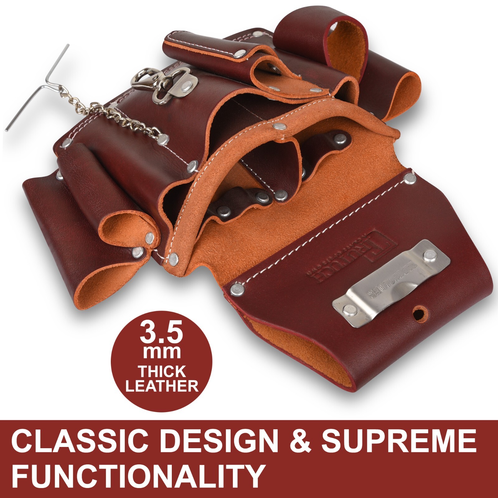 TRUTUCH Leather Electrican Tool Pouch with Foam Padded Work Belt | Carpenter