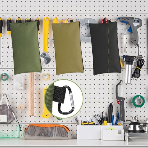 Tool Bag Zipper Pouch, Premium Tool Pouch, 3 Pack, Tan, Navy Green, Black