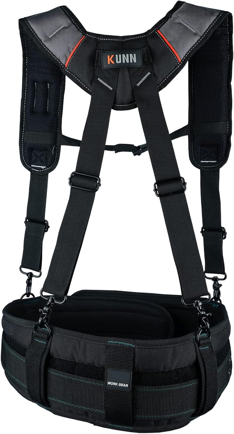 Comfortable Padded Tool Belt Suspenders with Phone Case & Attachment Loops