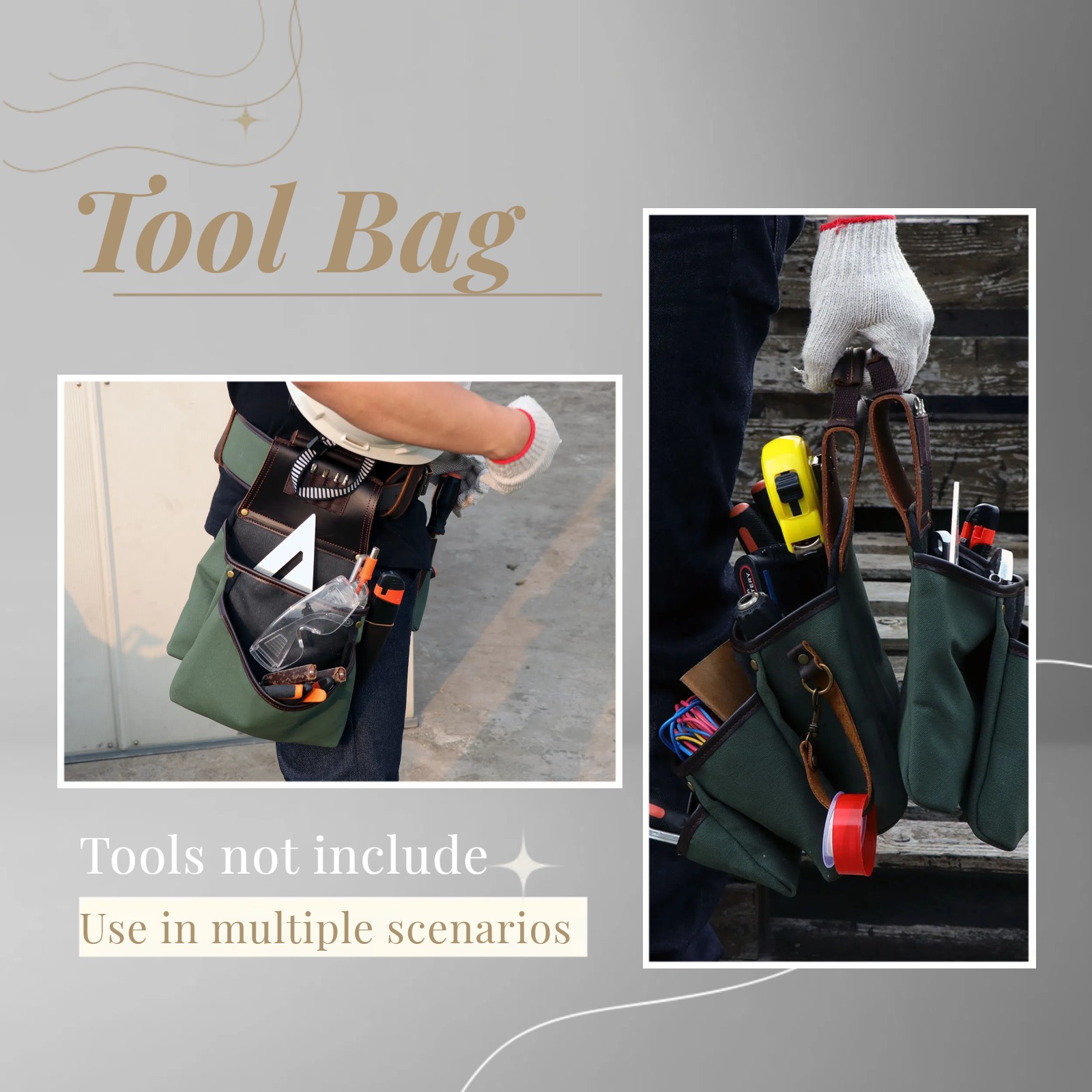 Tourbon Tool Harness Suspenders Carpenter Rig Bag Electrician Tools Belt Bag