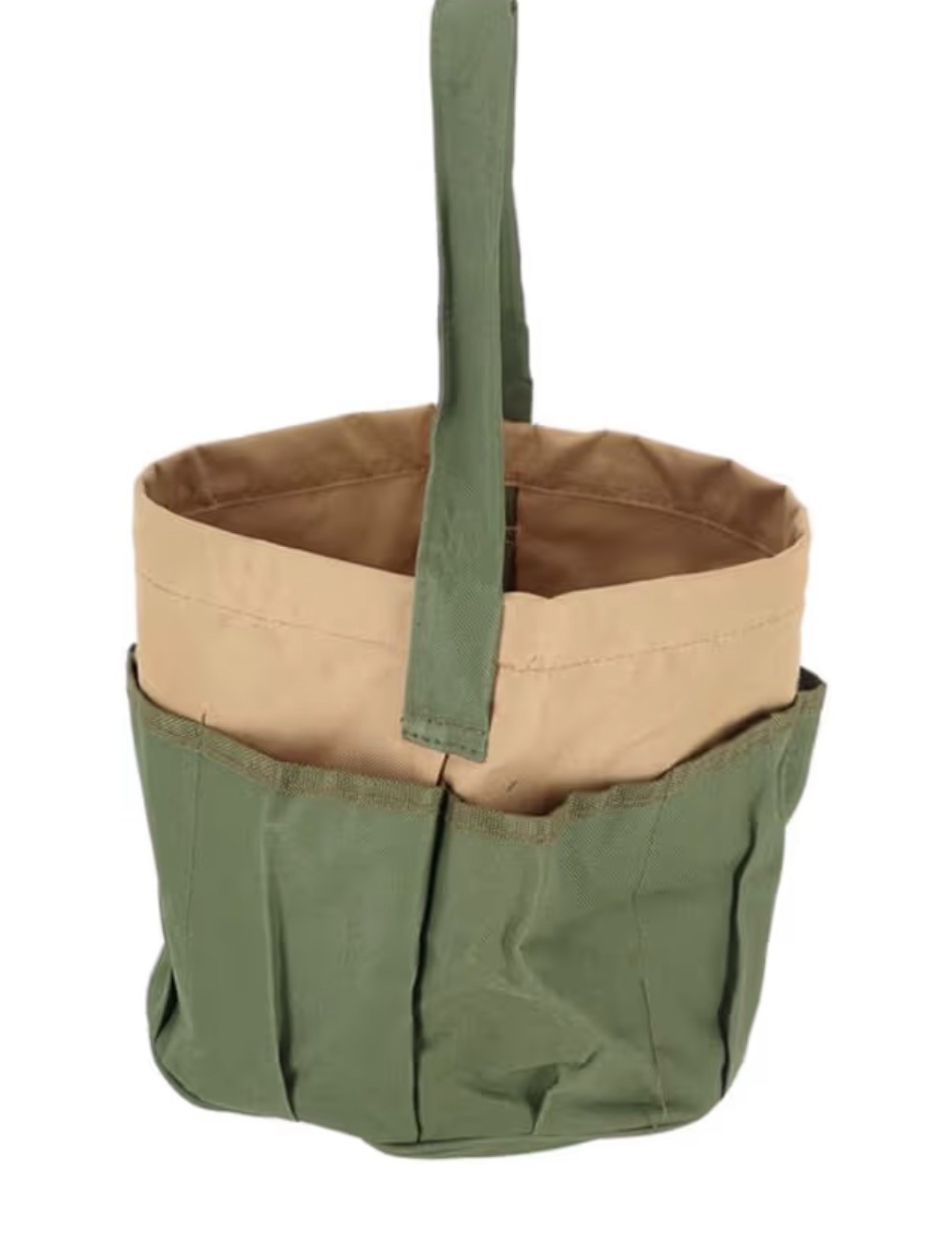 Esschert Design Canvas Round Tan & Green Garden Work Tool Bag