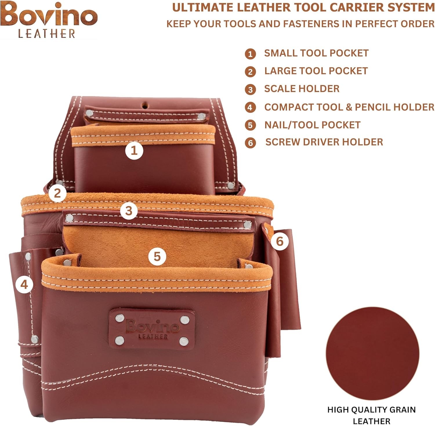 Tool Belt for Framers | 20-Pockets, Heavy-Duty Work Belt | Dual Pouches & Hammer