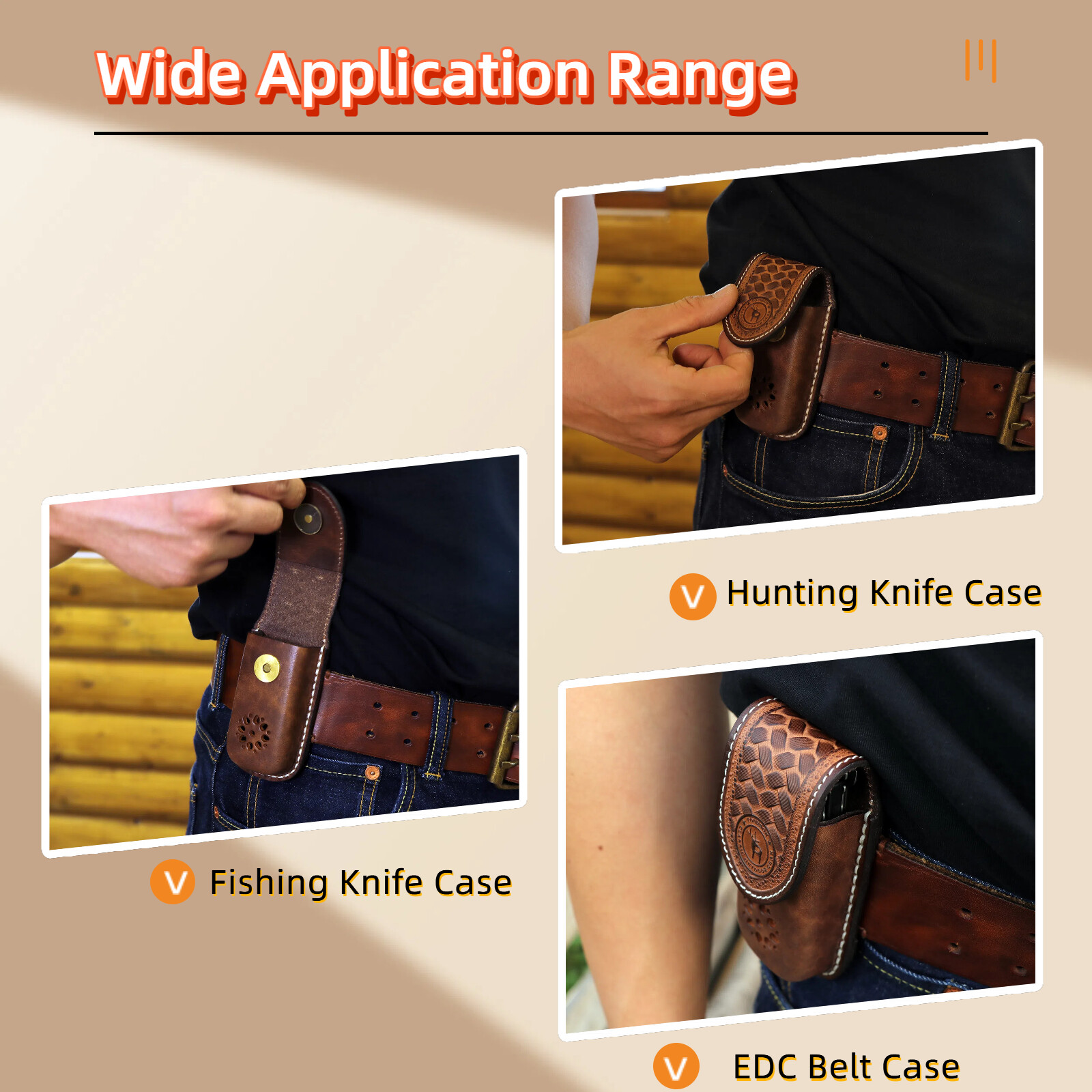 Tourbon Pocket Knife Carry Sheath Knives Storage Belt Case EDC