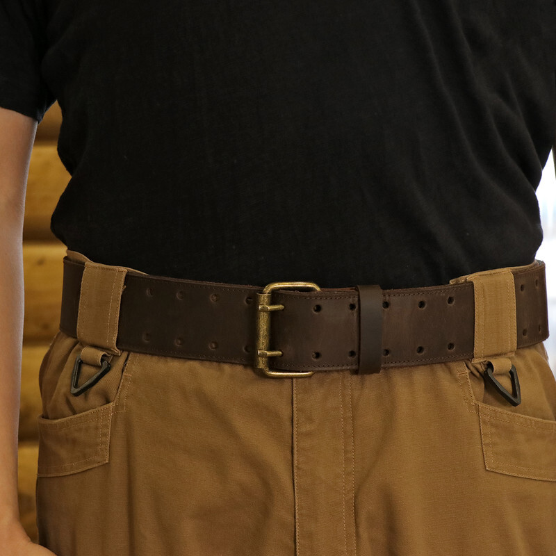TOURBON Leather Tool Carry Holster Workshop Belt Double Roller Buckle