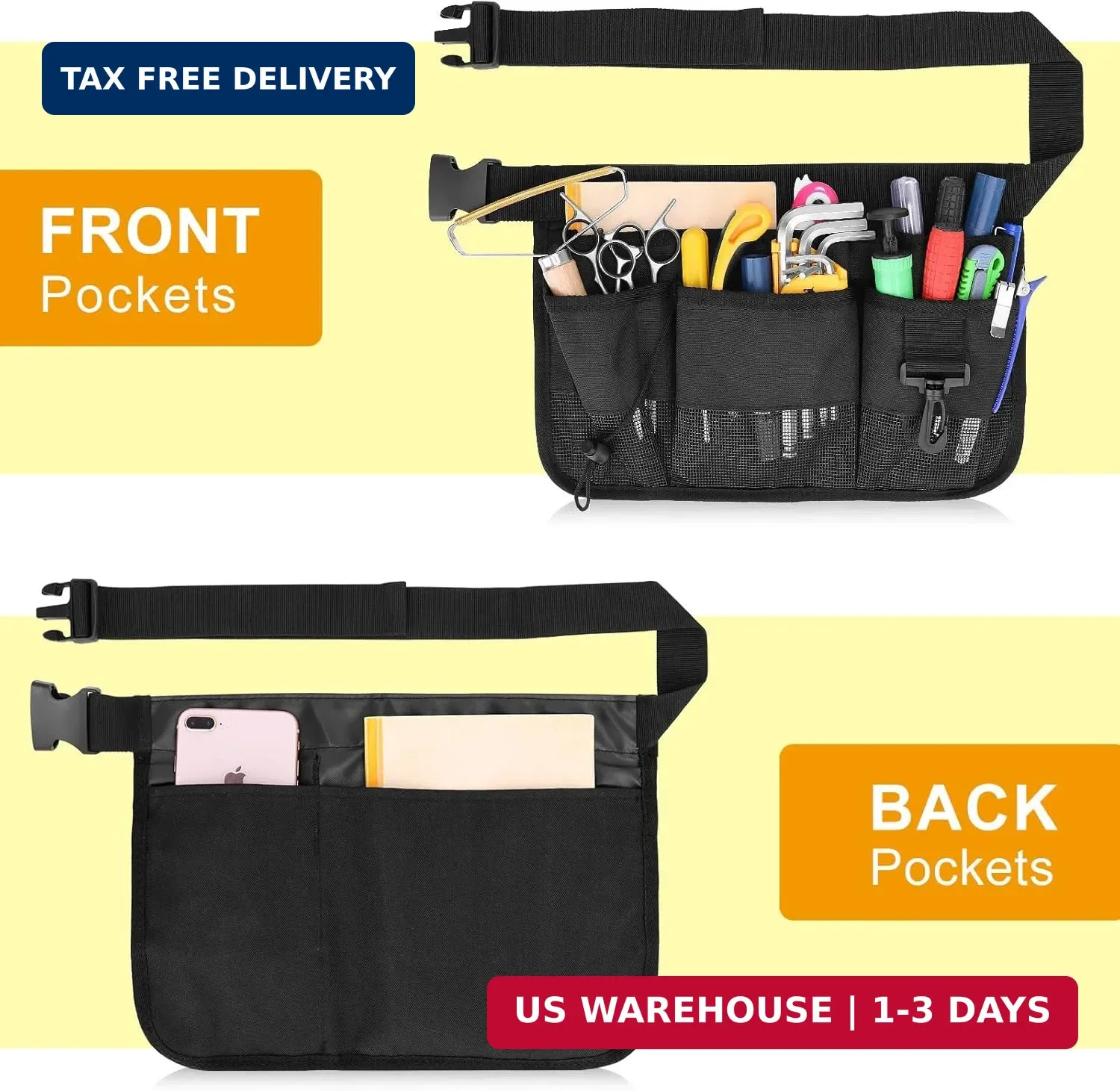 Gardening Tool Waist Bag Belt Heavy Duty Oxford Tool Apron with 7 Pockets of Dif