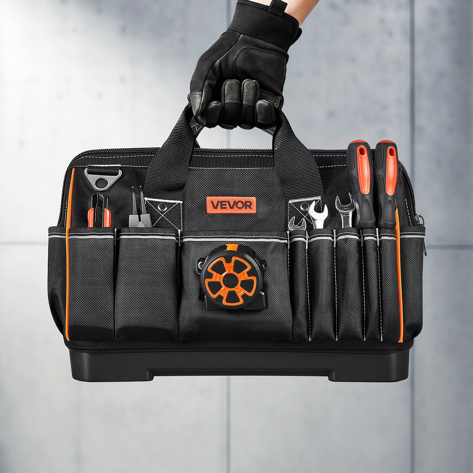 16.1″ Tool Bag 33 Pocket Toolbox Organizer w/ Water Resistant Base
