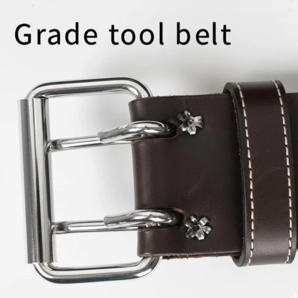 Leather Tool Belt Pouch Bag, 12-Pocket Extra Large Carpenter Tool Belt-USA STOCK