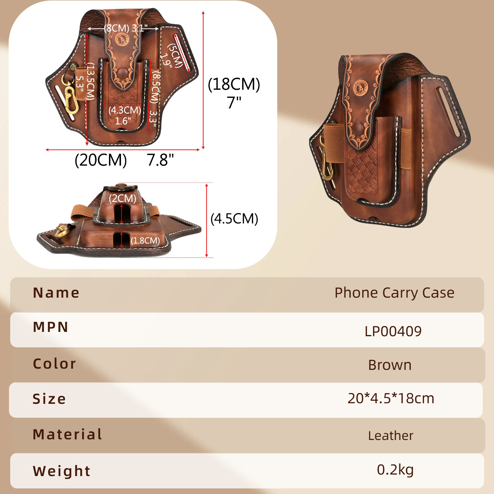 Leather Folding Knives Carry Sheath Belt Holster Tools Pouch Phone Case