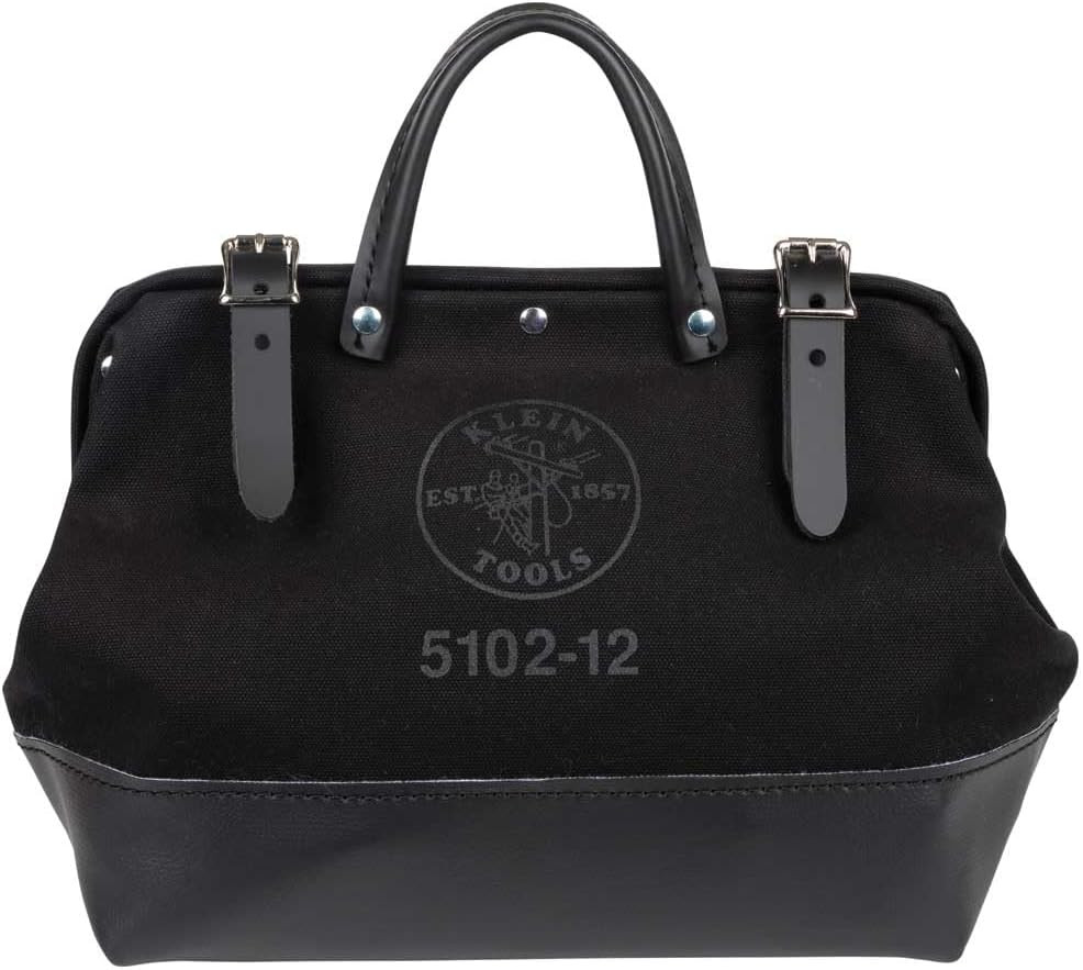 510212BLK Heavy Duty Black Canvas Tool Bag, Tool Tote, Multi-Purpose Bag with Wi