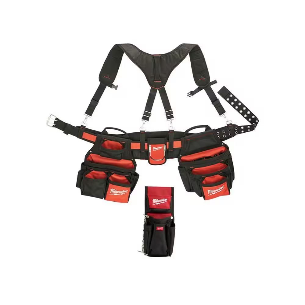 General Contractor Work Belt with Suspension Rig with 7-Pocket Compact Utility P