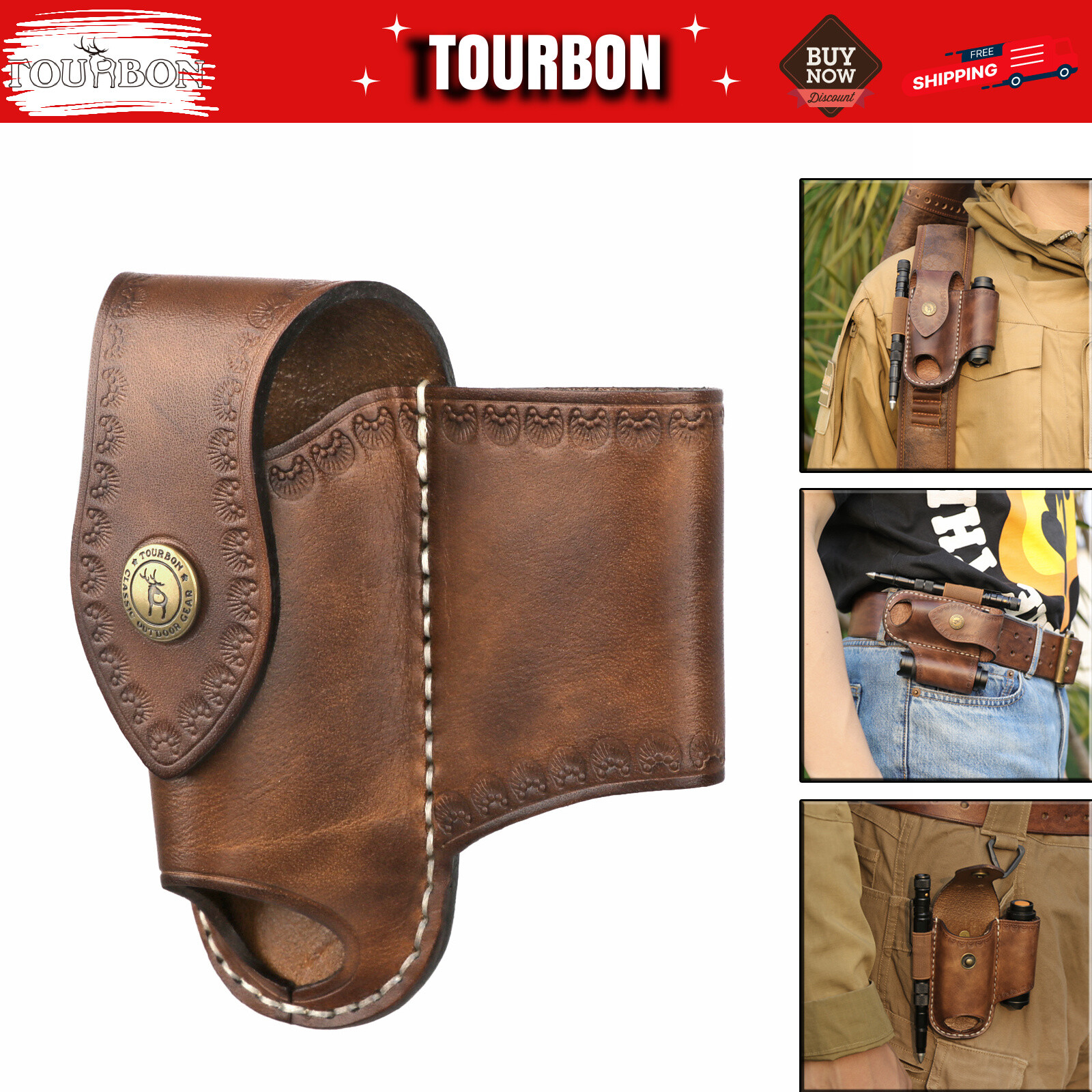 Leather Knife Sheath EDC Pliers Belt Pouch Multitool Pocket Holster Case in USA
