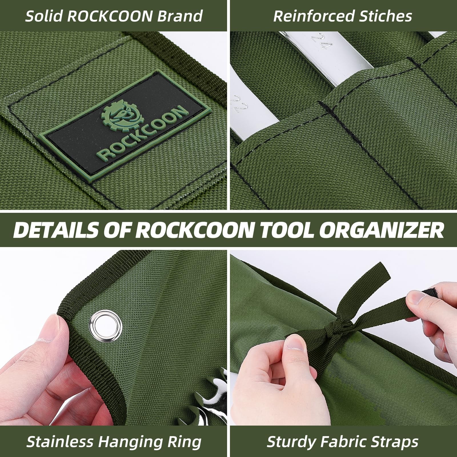 16-Pocket Waterproof Oxford Cloth Roll-Up Wrench Organizer & Tool Pouch Bag