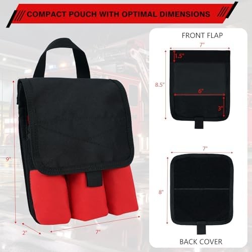 7-Pocket Firefighter Tool Pouch with Carry Handle and Flap, Fits in Bunker Gear
