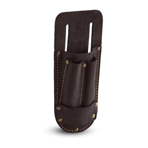 Heavy Duty Leather Utility Knife Pouch – Belt Sheath for Box Cutters & Snips – F