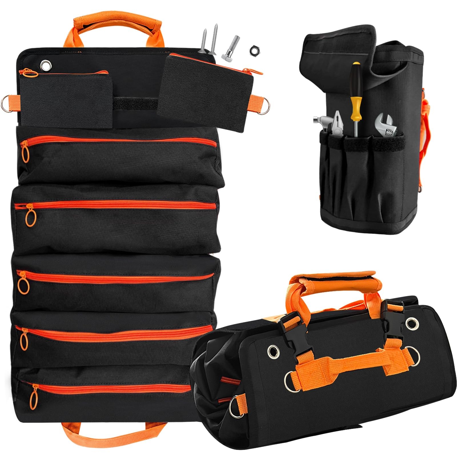 Roll Up Tool Bag,Heavy Duty Tool Storage Large-Capacity, 21.3″*12.6″ Portable…
