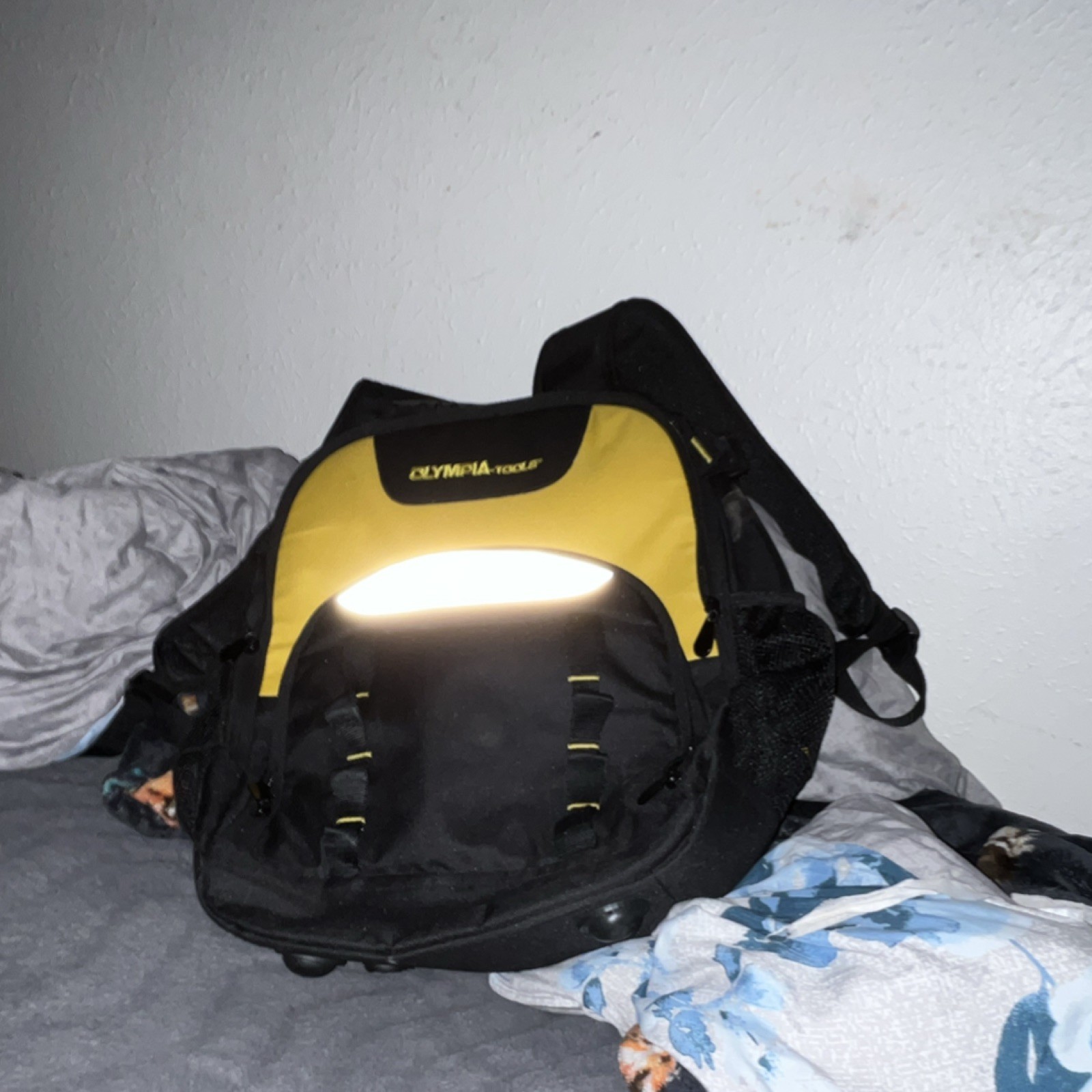 Olympia Tools Tool Backpack Black Yellow Multiple Pockets Adjustable Straps