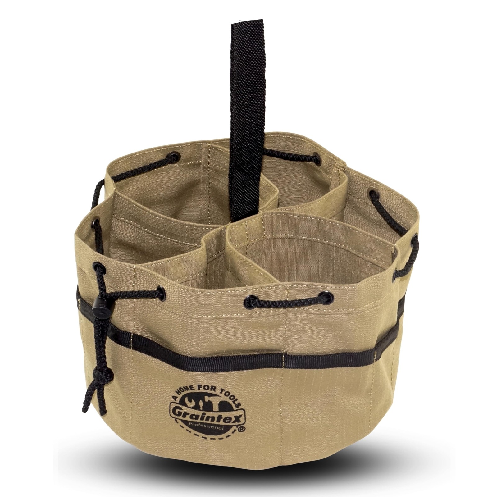 Graintex 18 Pockets Grab Bag Rip-stop Canvas Drawstring Mid Size, Khaki
