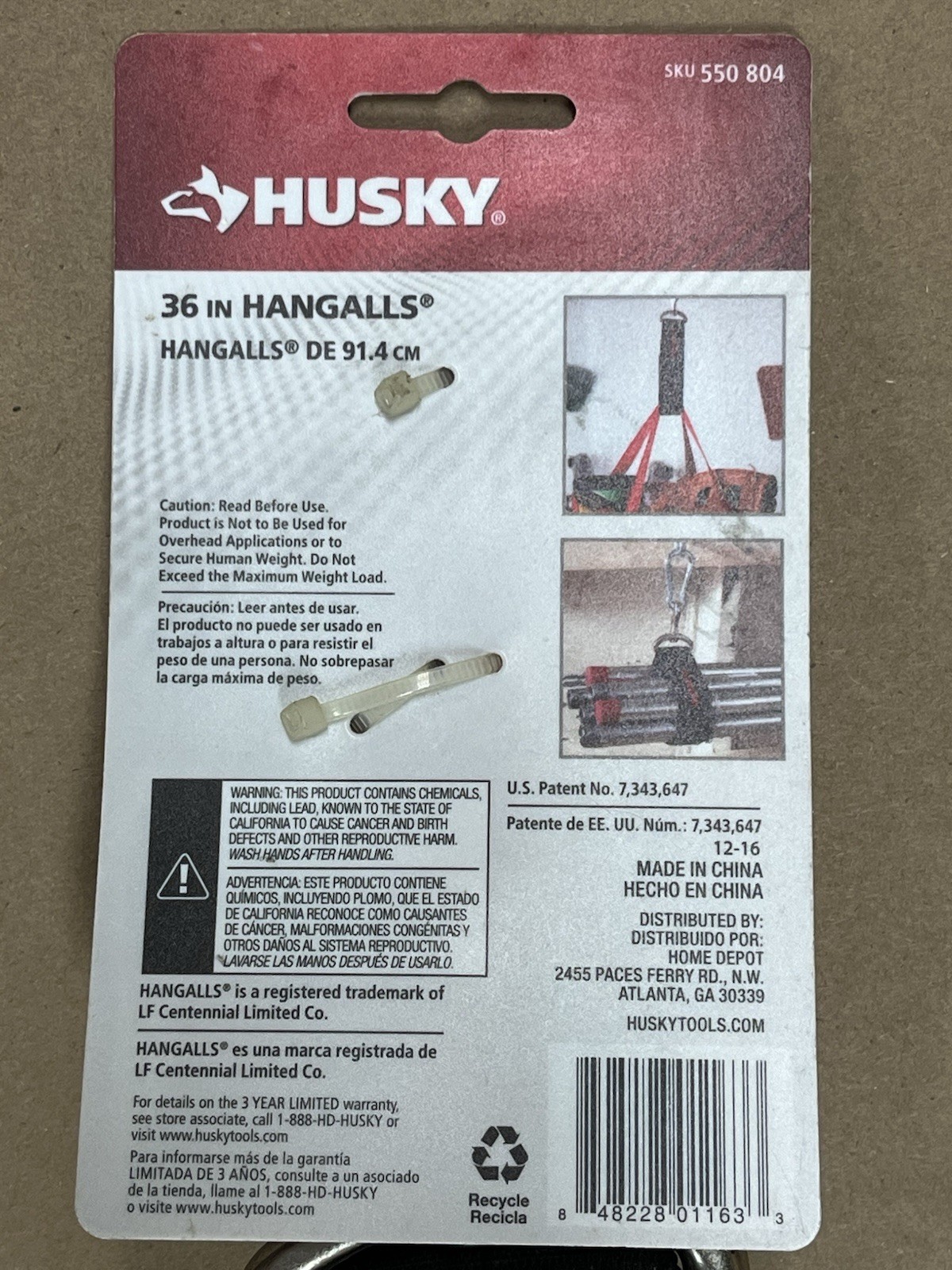 HUSKY 550804 36″ HANGALLS Quick Release, Reusable Hook & Loop Hangs Up to 300LBS