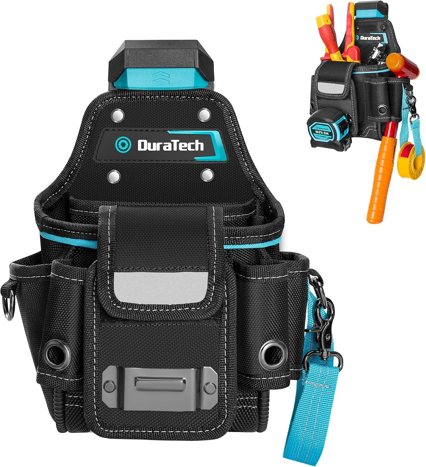 DuraTech Tool Pouch with Belt Clip, Electrician Tool Pouch with Tape Measure Hol