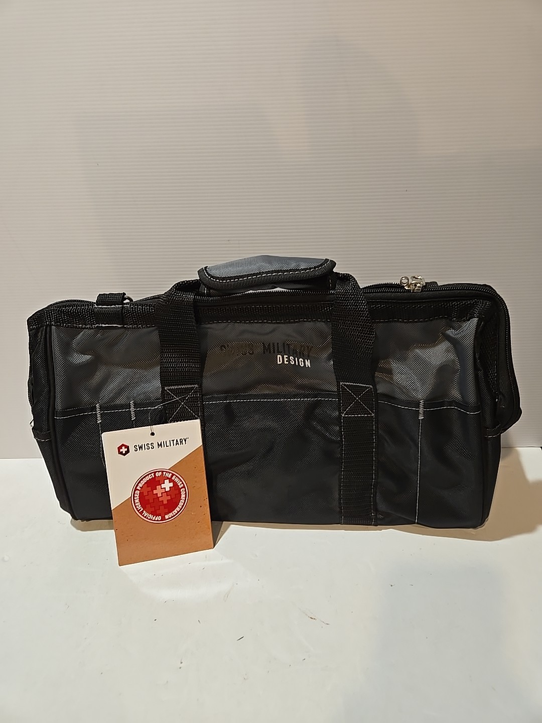 Swiss Military Multi Pocket Tool Satchel Large Black & Gray 16″ Heavy Duty NWT