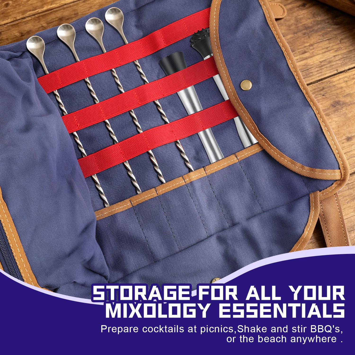 Portable Bar Tool Organizer Bag – Travel-Friendly with Compartments for Wine