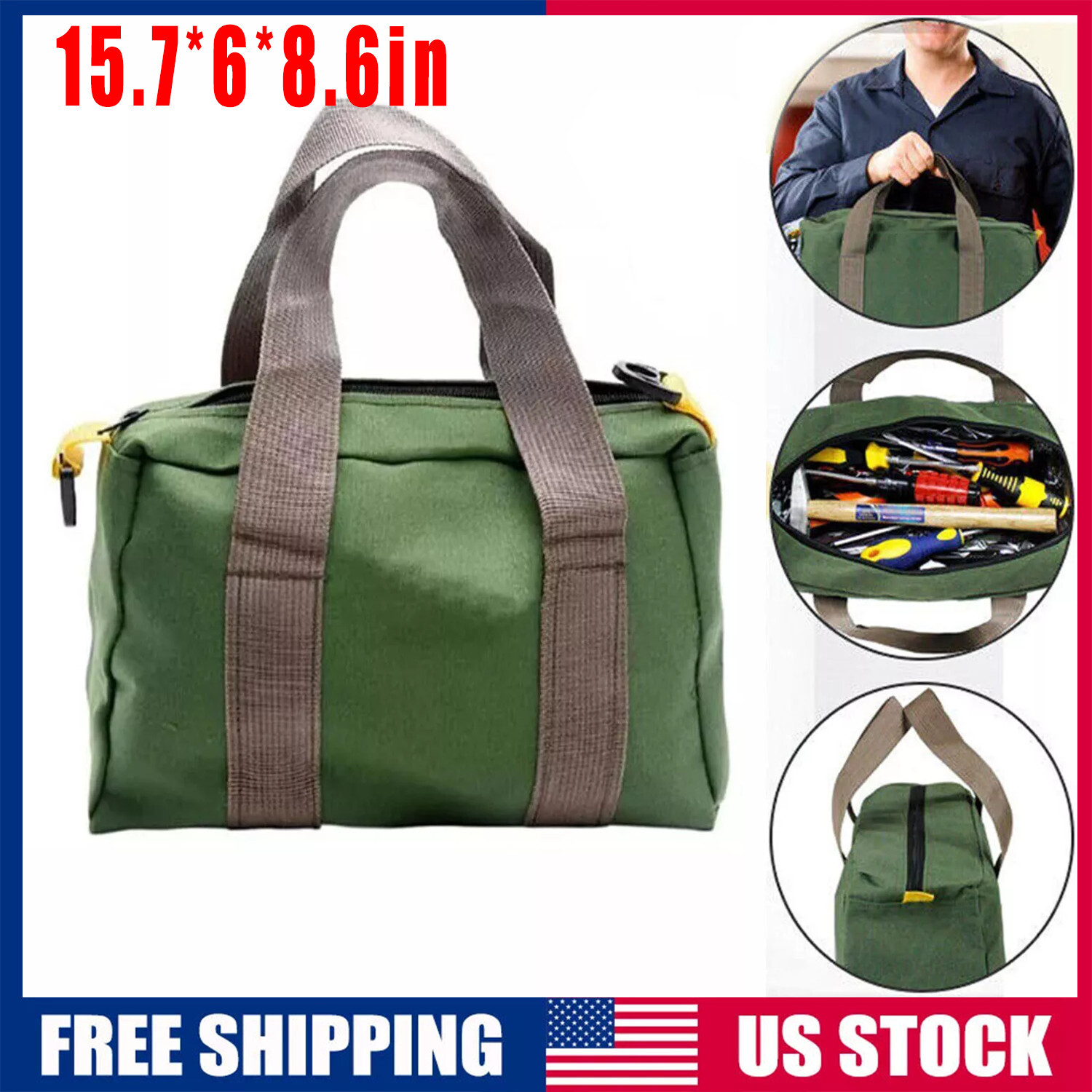 Tool Bag Heavy Duty Carry Tote Storage Work Utility Mechanics Canvas Waterproof