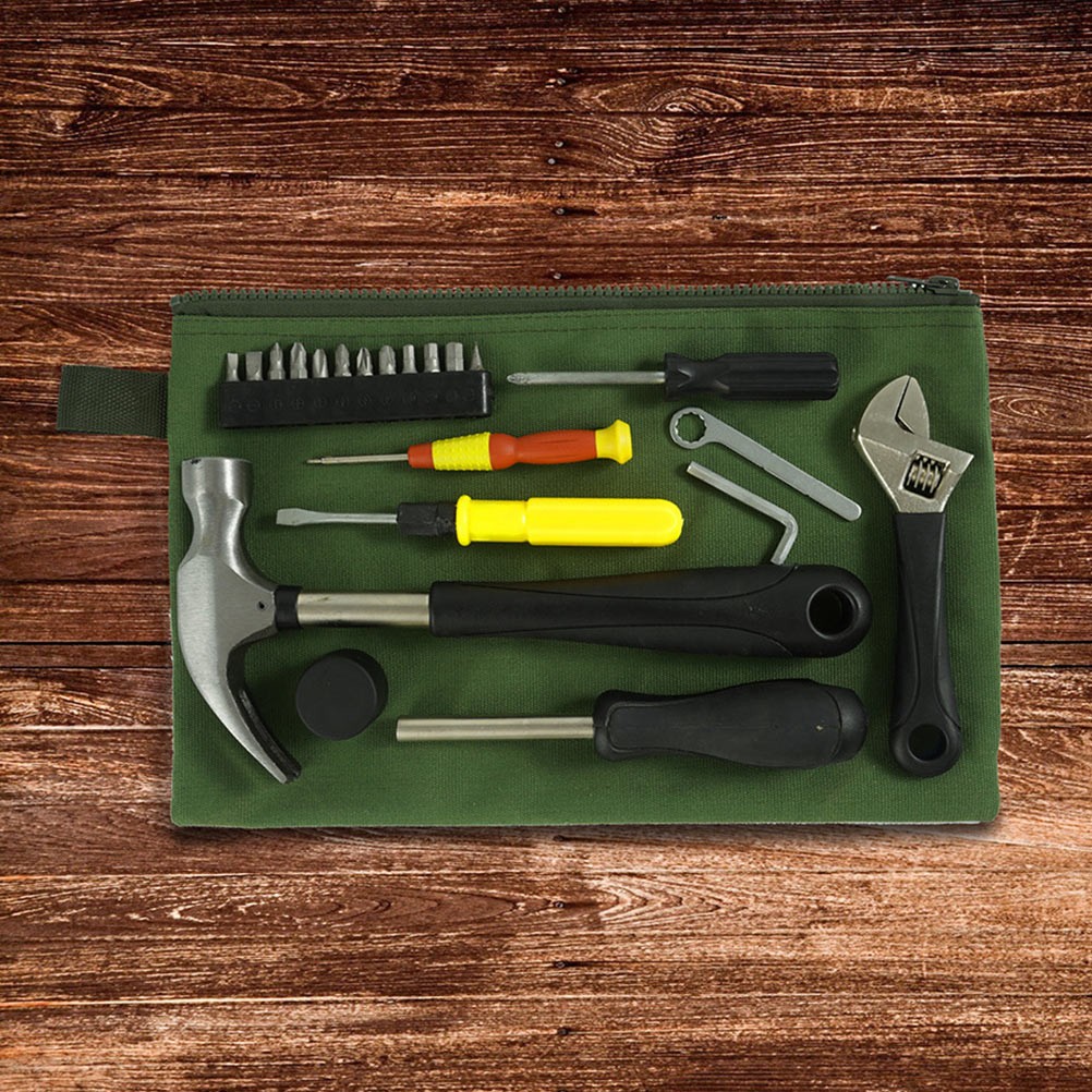 4Pcs Durable Green Canvas Tool Bag Multi Function Wrench Organizer Pouch