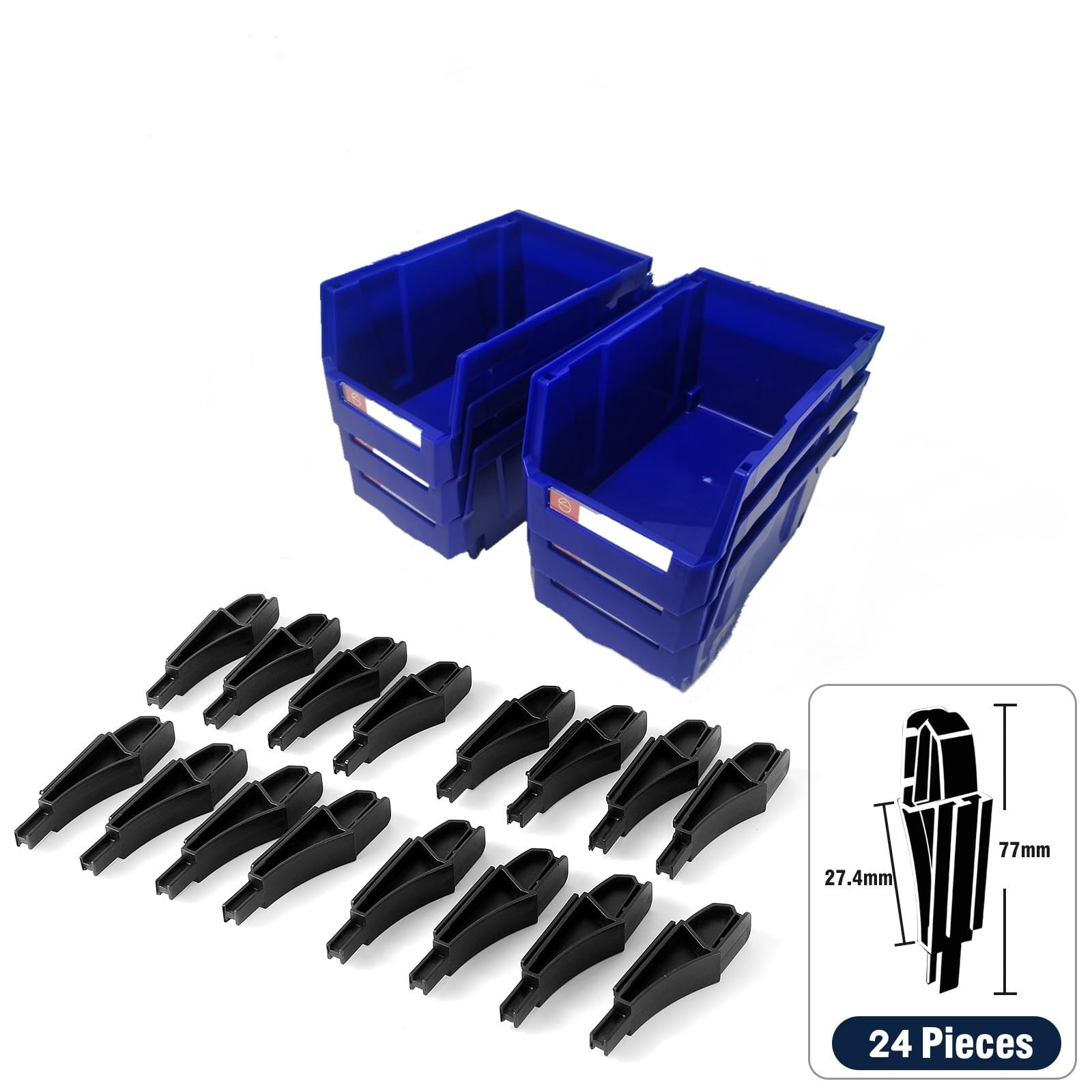 6 PCS Wall Mount Storage Organizer Bins Stackable Shop Tool Rack Screws Blue