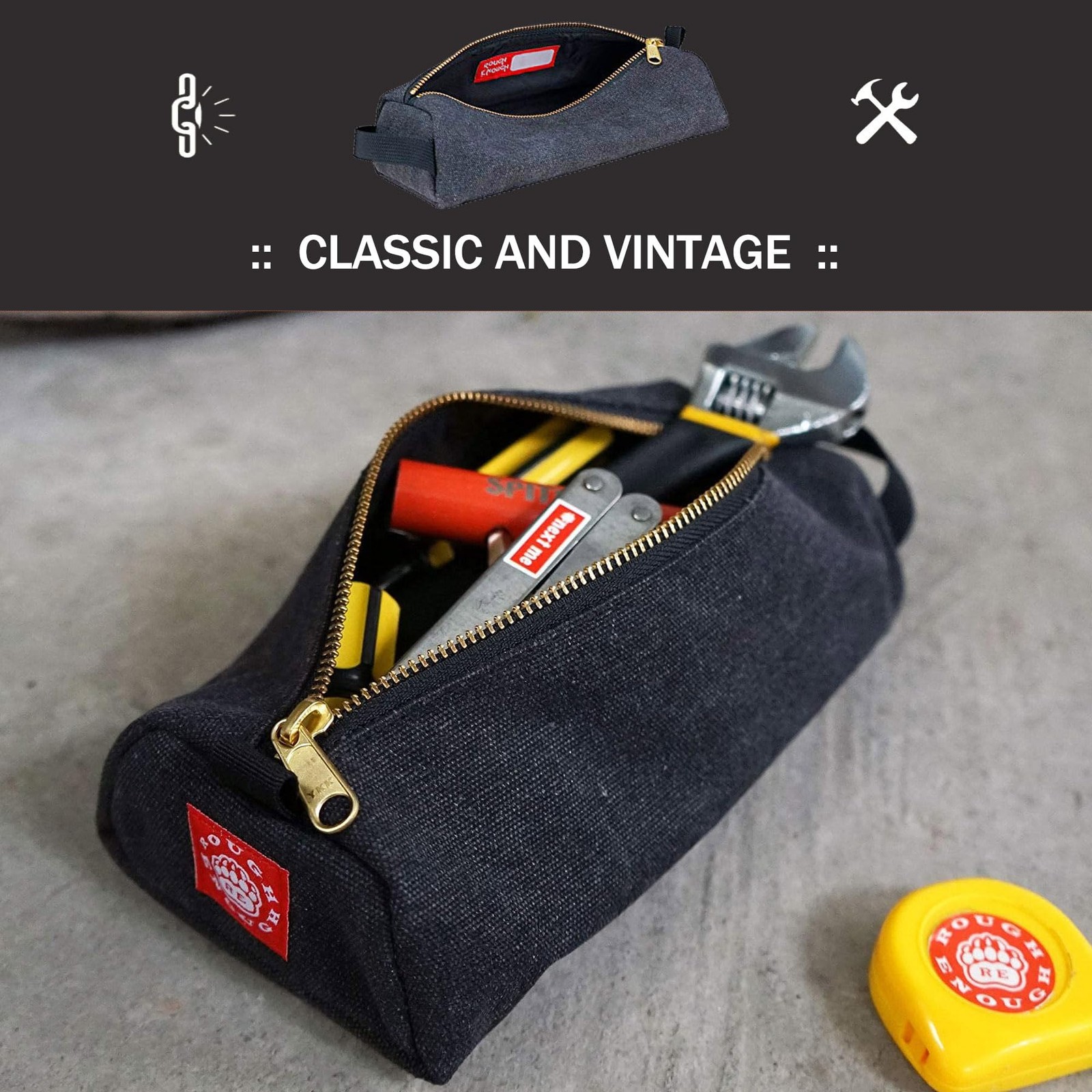 Rough Enough Canvas Small Tool Bag Pouch Box Organizer with Zipper for Men