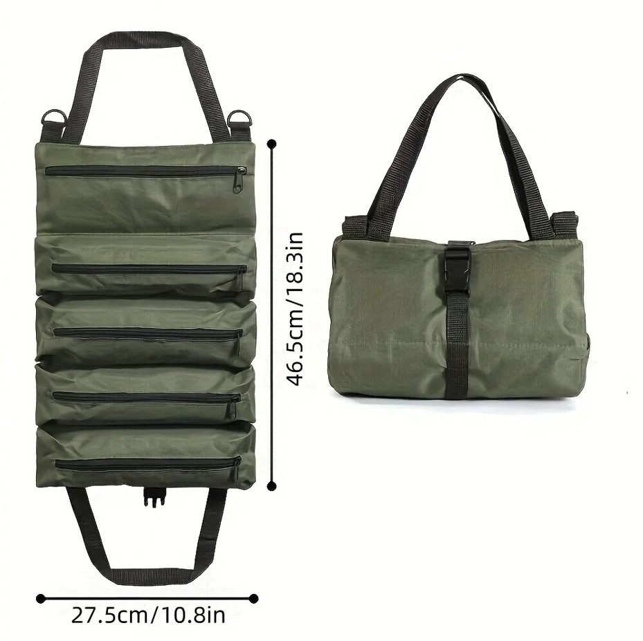 Heavy Duty Roll Up Tool Bag Oxford Fabric Multi Tool Organizer for Mechanics