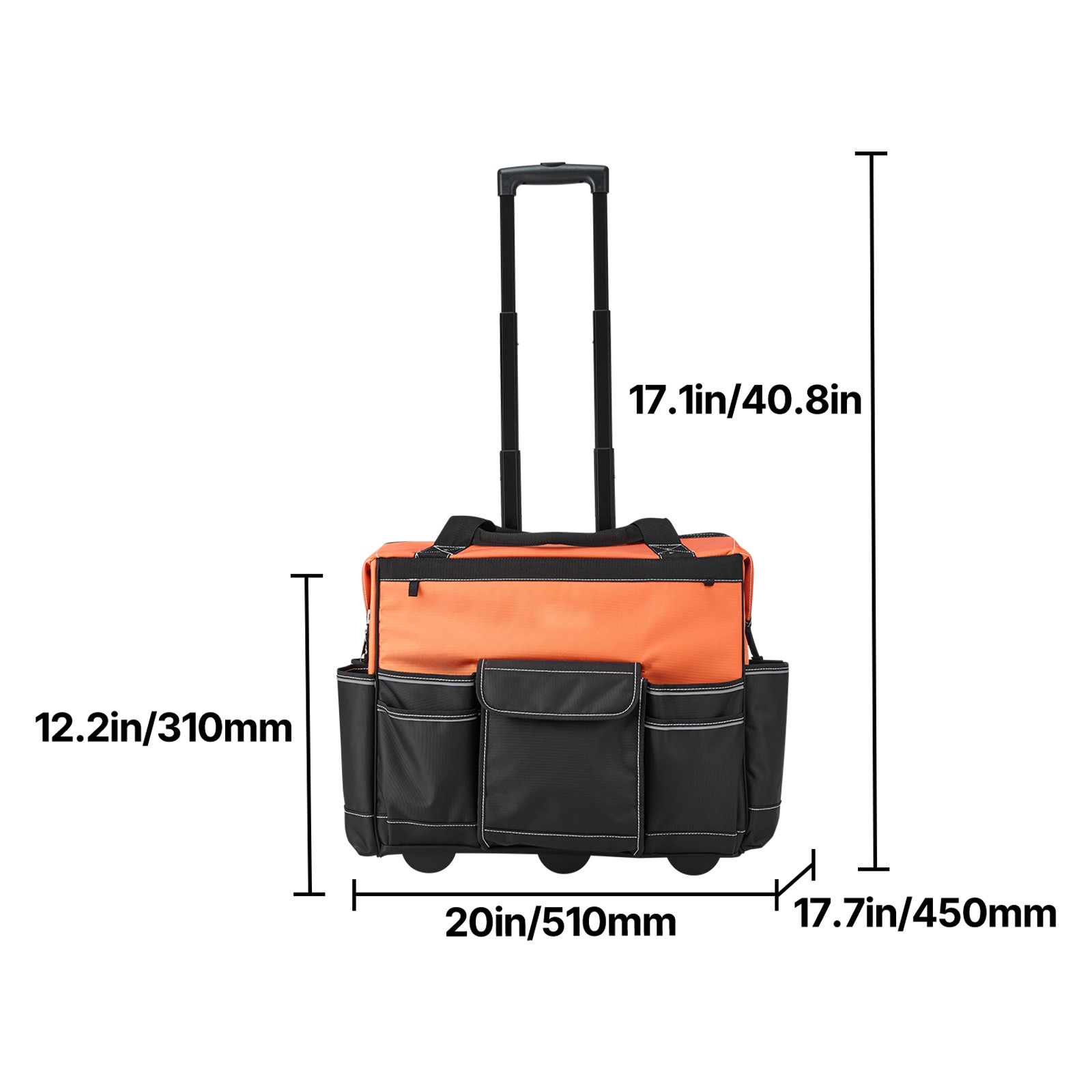 Uimoso Rolling Tool Bag 27 Pockets Heavy Duty 20″ Roller Tool Bag on Wheels