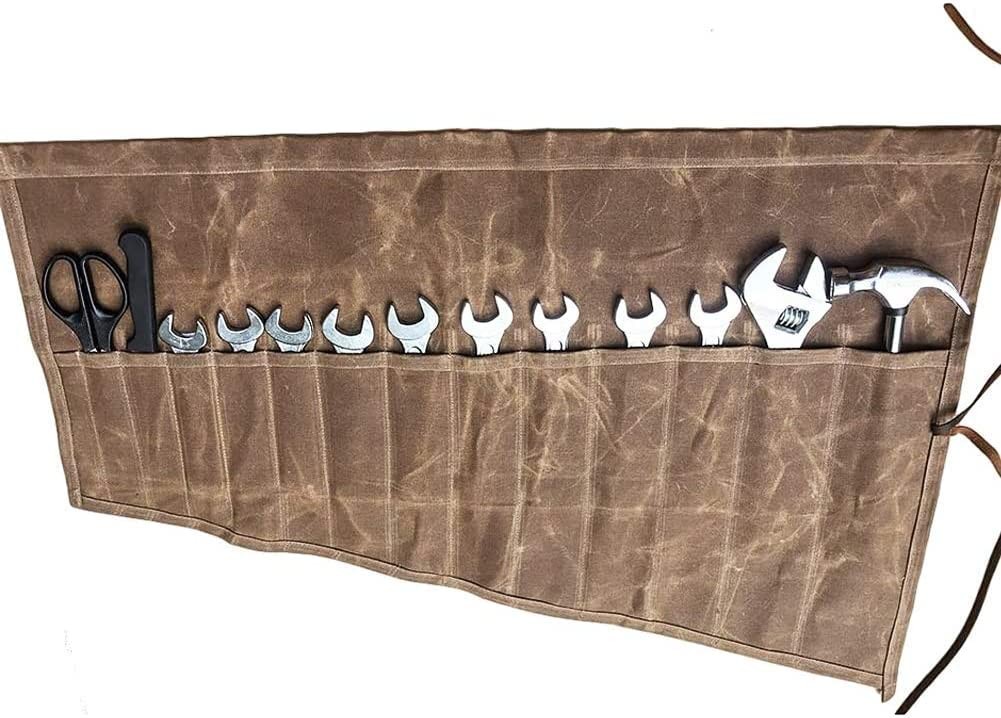 Super Tool Roll Organizer & Pouch – 14-Pocket Wrench Holder Bag for Handyman,…