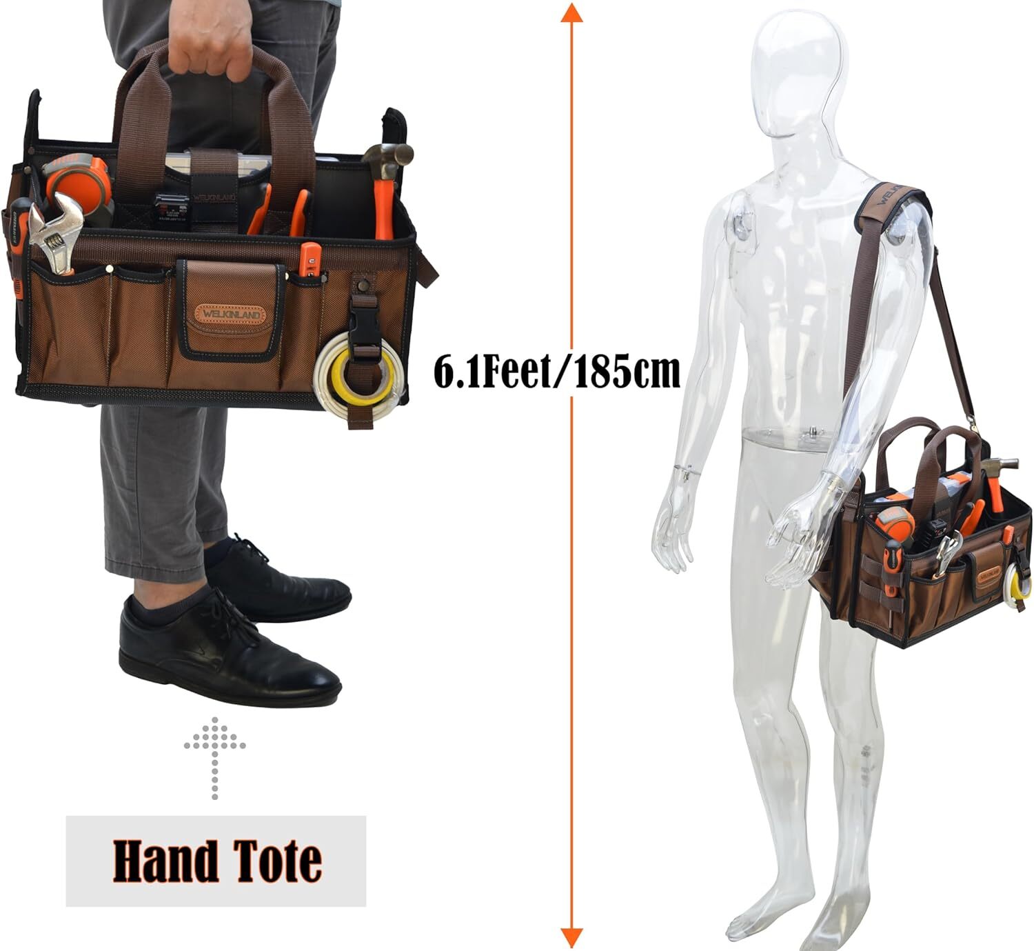 WELKINLAND 20Pockets Tool Tote, Electrician’s Tool Bag, HVAC Tool Bag