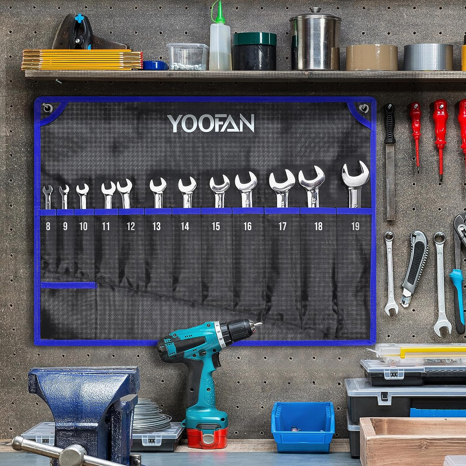 Wrench Roll Up Pouch – Wrench Organizer with 12+1 Pockets Wrench Bag with Han…