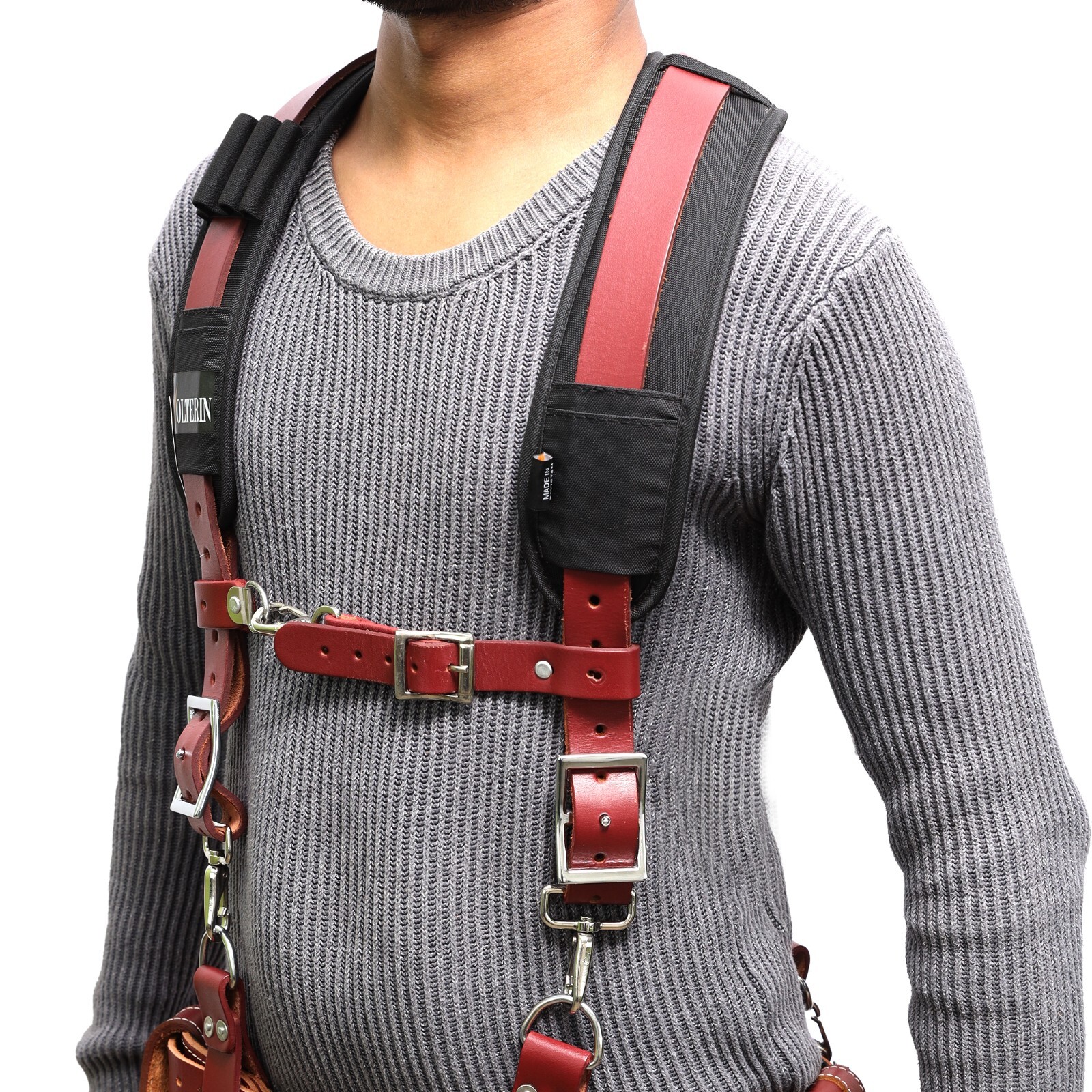 Leather Tool Belt Suspenders, Leather Suspenders, Heavy Duty Construction Belts
