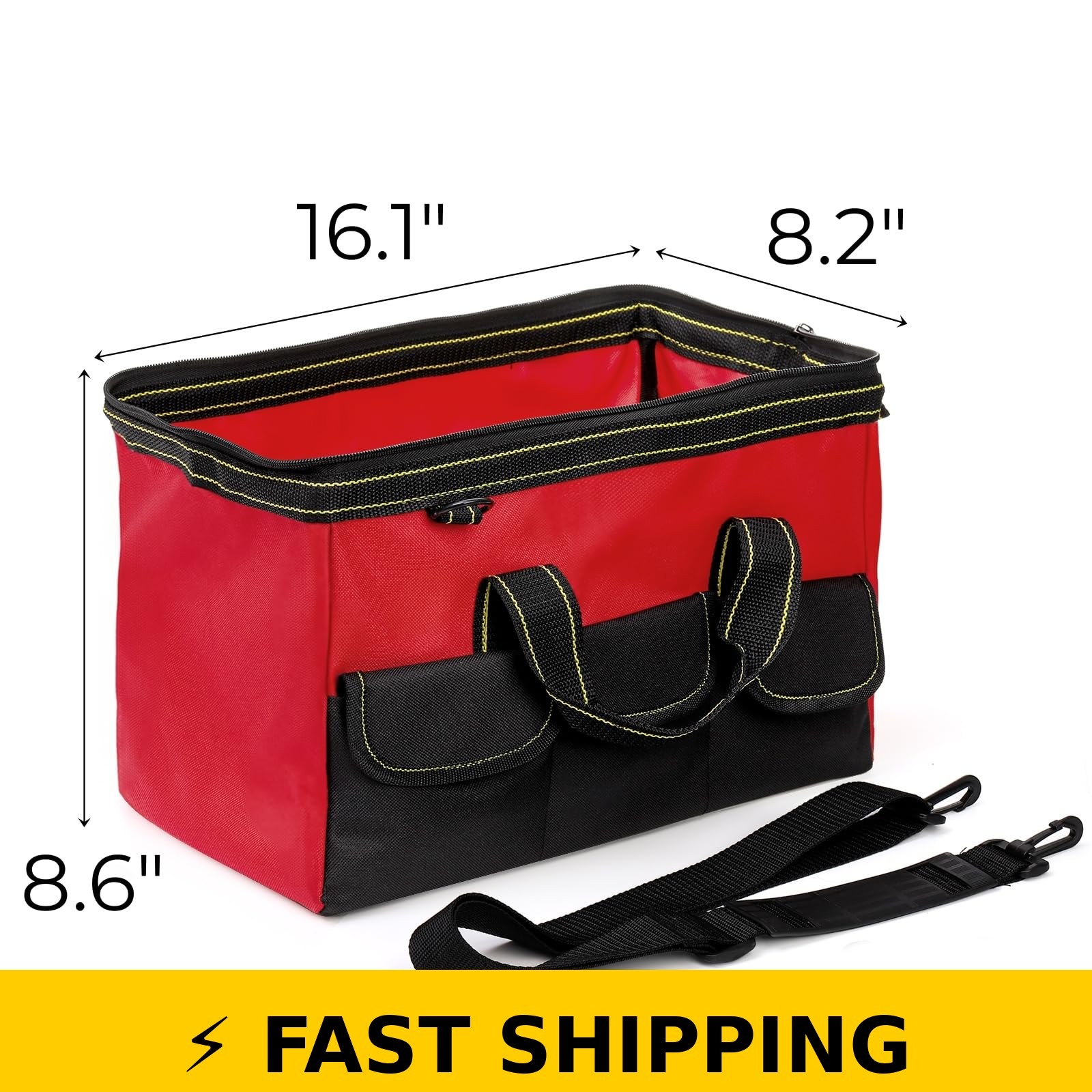 Hiceeden 16″ Wide Mouth Tool Bag – Waterproof, Red