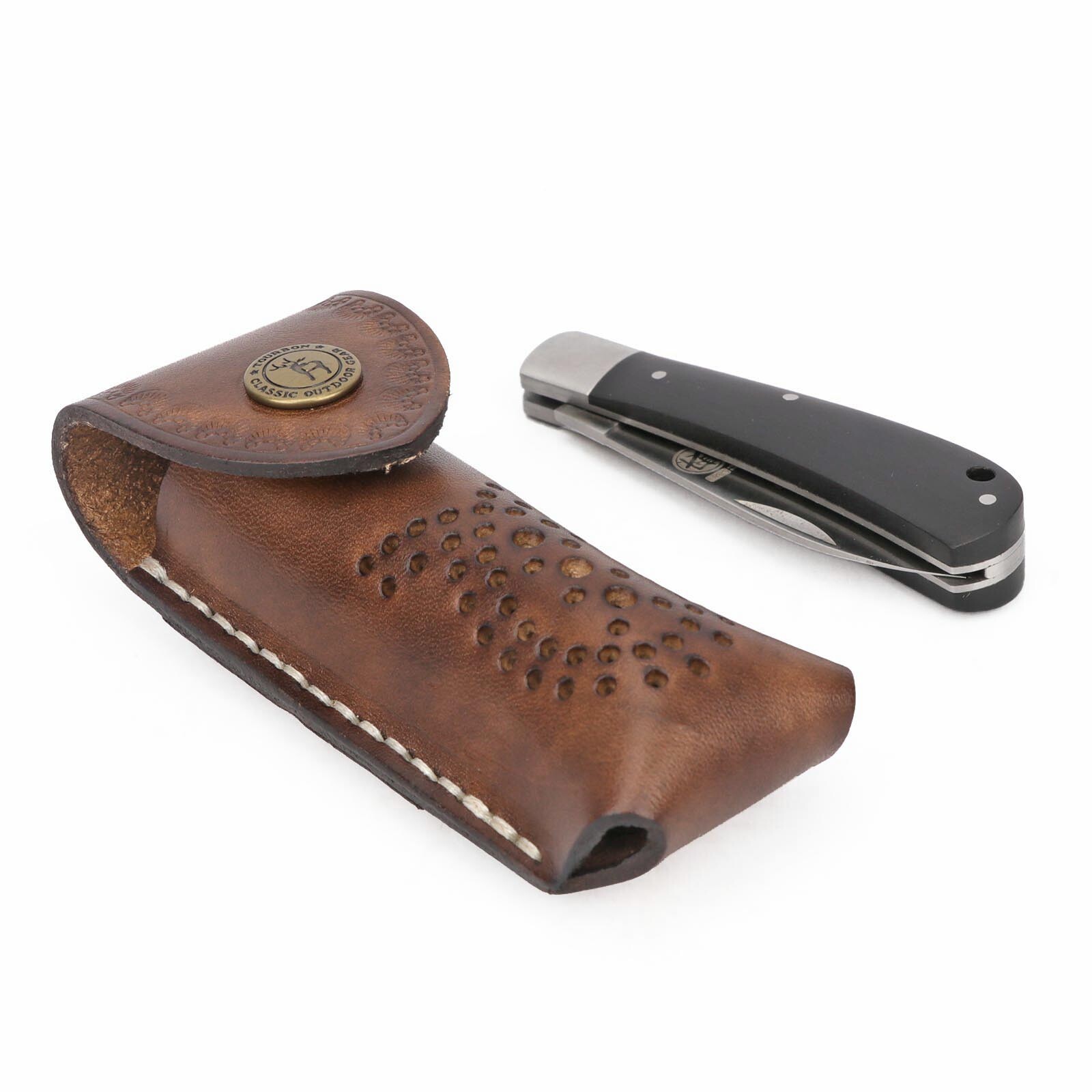 Tourbon Leather Knife Sheath Blade Cover Pocket Knives Case Belt Clip EDC Pouch
