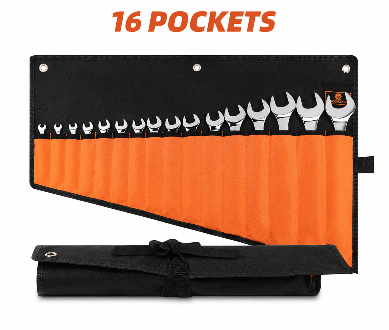16 Pocket Wrench Roll Organizer Tool Bag Heavy Duty Canvas Roll Up Storage