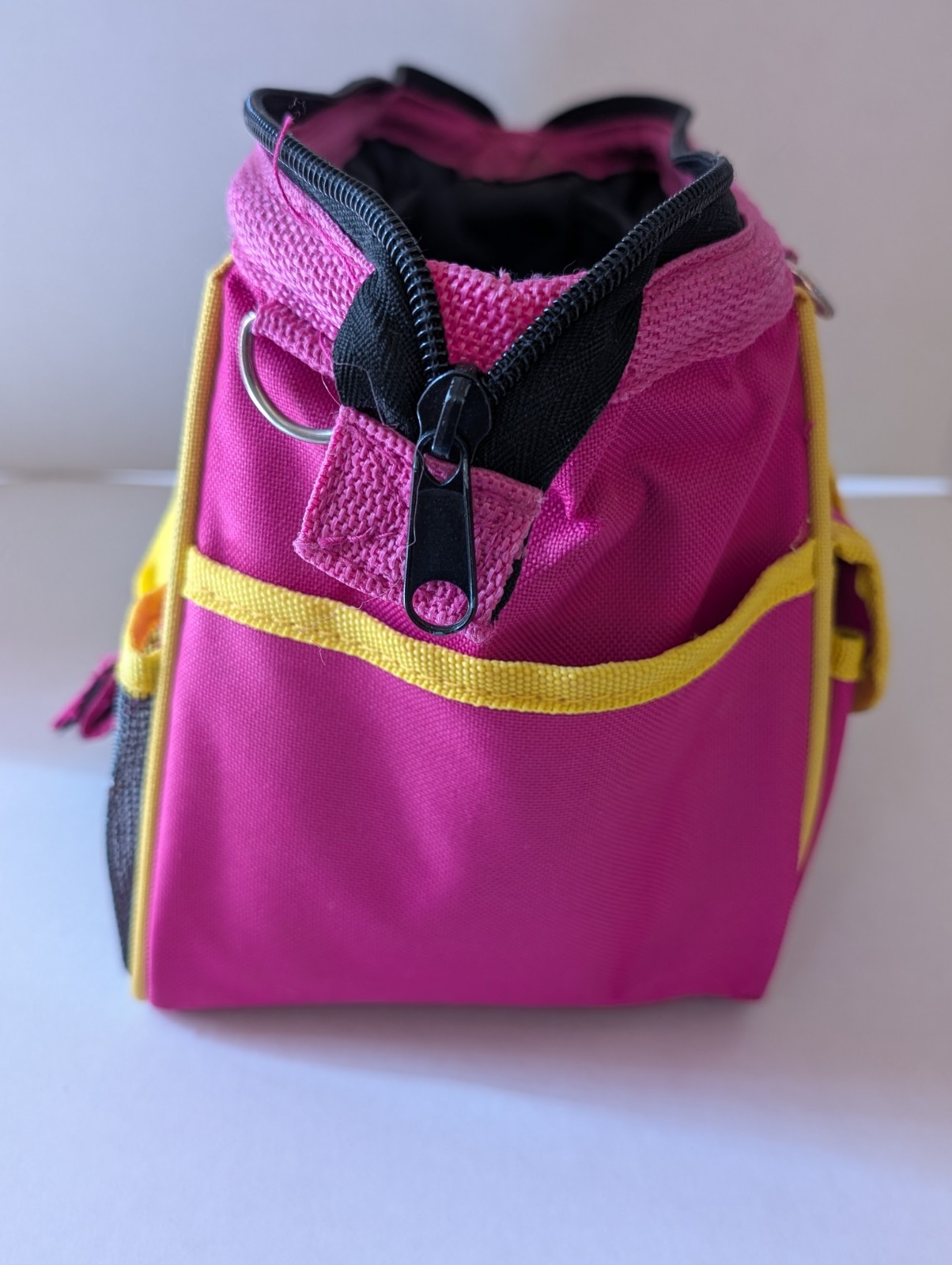 Essentials Pink and Yellow Tool Bag 15x8x7in Multi Pockets Used Carry Handles