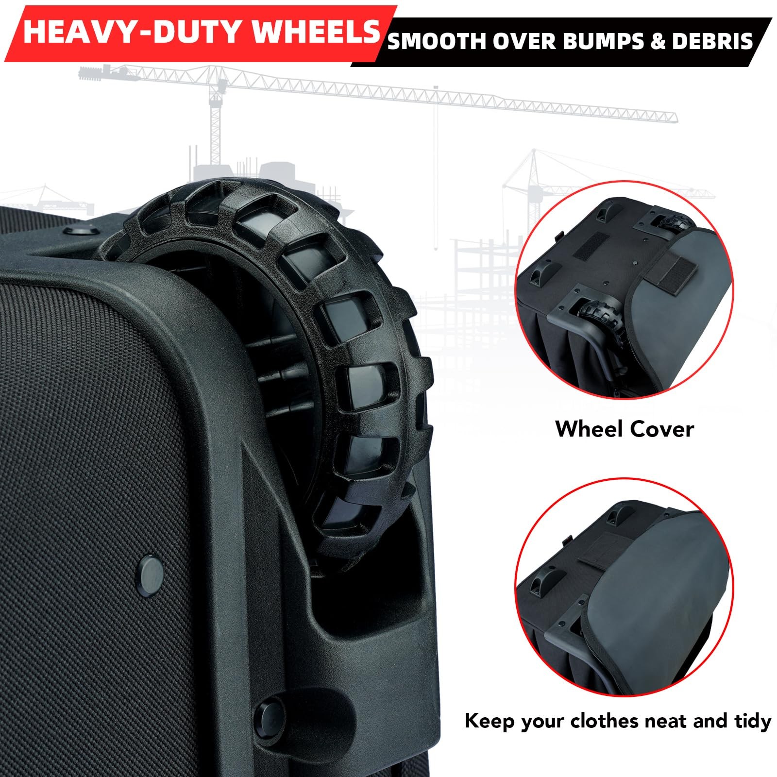 Kunn Rolling Tool Backpack Wheels Heavy Duty 37-Pocket Roller Tool Bag Backpack