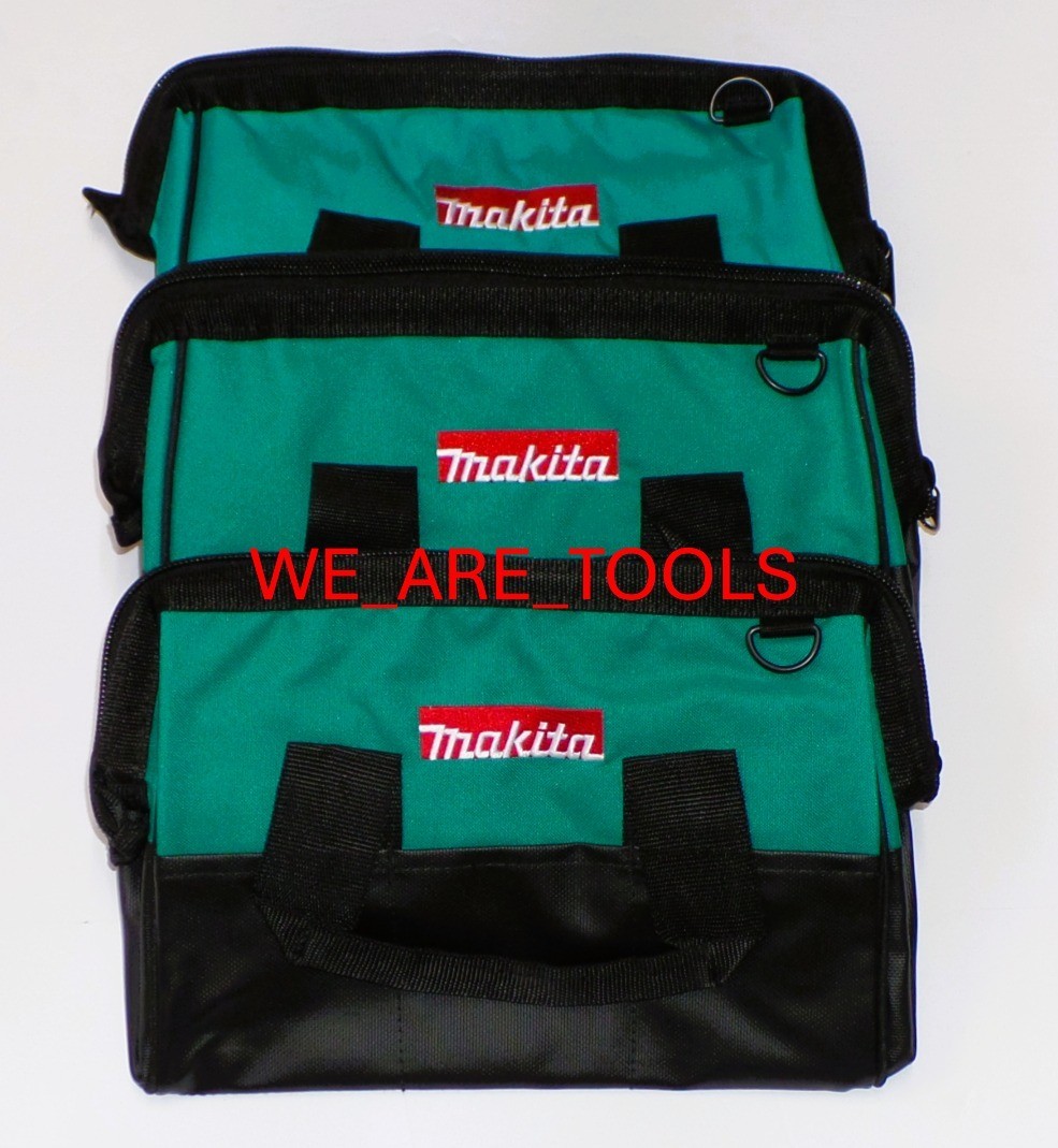 3) Makita 14″x 9″ x 11 Tool Bags/Case 8 Pockets Fr 18V Drill, Saw 18 Volt Strap